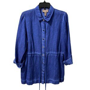 Chicos Womens Blue Shirt Jacket Size M 55% Cotton 45% Linen shirt